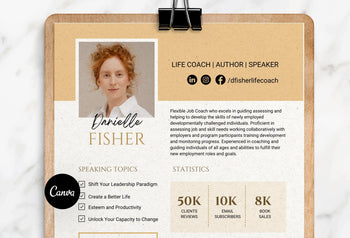 Ladystrategist Danielle Speaker One-Sheet Canva Template instagram canva templates social media templates etsy free canva templates