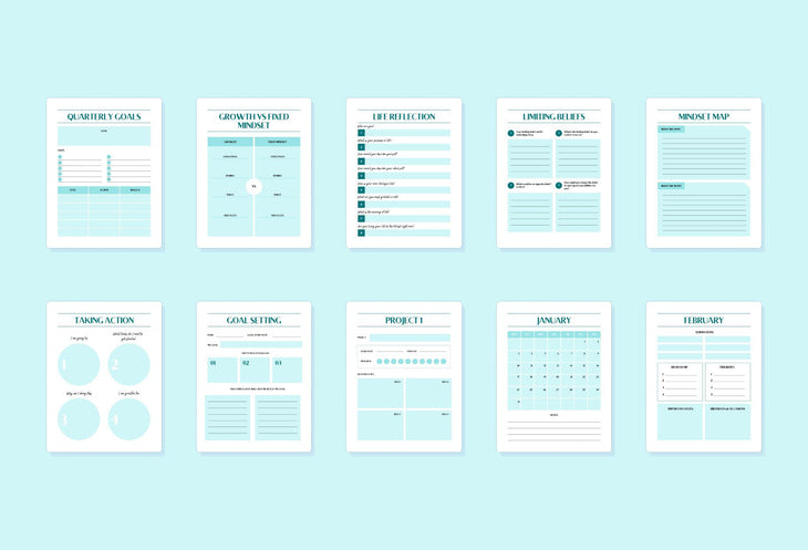 Ladystrategist Dark Cyan Manifestation Dream Life Book Canva Template Printable and Editable instagram canva templates social media templates etsy free canva templates