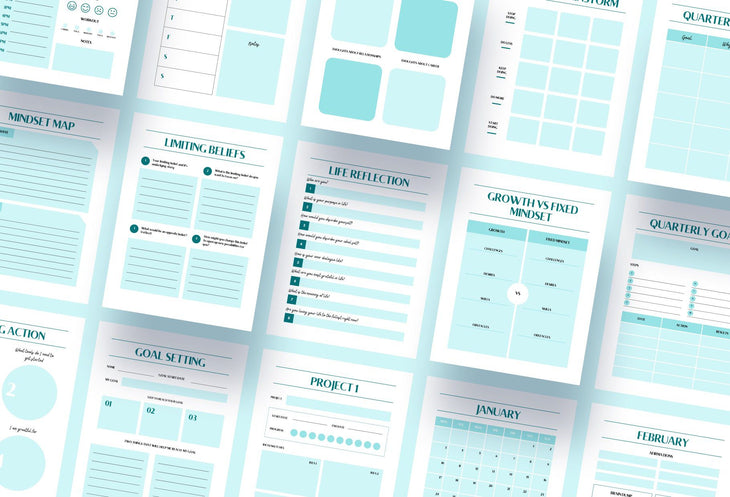 Ladystrategist Dark Cyan Manifestation Dream Life Book Canva Template Printable and Editable instagram canva templates social media templates etsy free canva templates