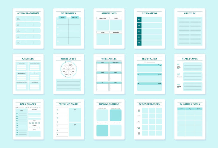 Ladystrategist Dark Cyan Manifestation Dream Life Book Canva Template Printable and Editable instagram canva templates social media templates etsy free canva templates