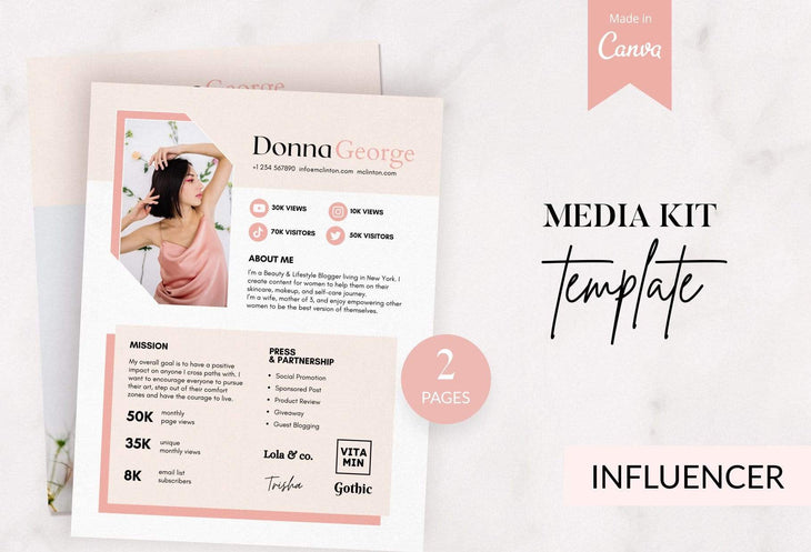 Ladystrategist Donna George Media Kit Canva Template for Influencers instagram canva templates social media templates etsy free canva templates