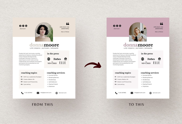 Ladystrategist Donna Speaker One-Sheet Canva Template instagram canva templates social media templates etsy free canva templates