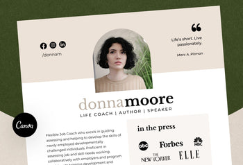 Ladystrategist Donna Speaker One-Sheet Canva Template instagram canva templates social media templates etsy free canva templates