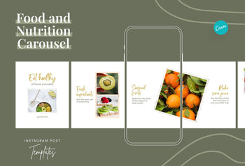 Ladystrategist Ella Food and Nutrition 6-Page Carousel Canva Template instagram canva templates social media templates etsy free canva templates