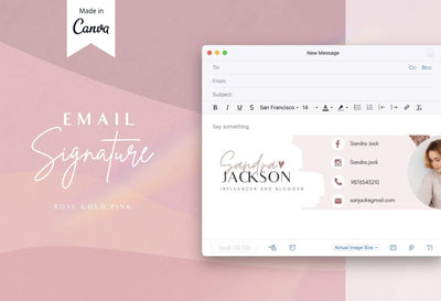 Ladystrategist Email Signature Template Editable Canva Template Rose Gold instagram canva templates social media templates etsy free canva templates
