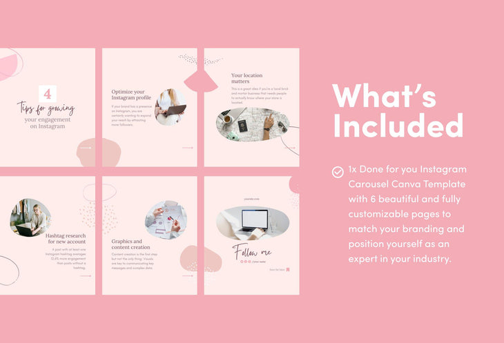 Ladystrategist Emma Coaching 6-Page Carousel Canva Template instagram canva templates social media templates etsy free canva templates