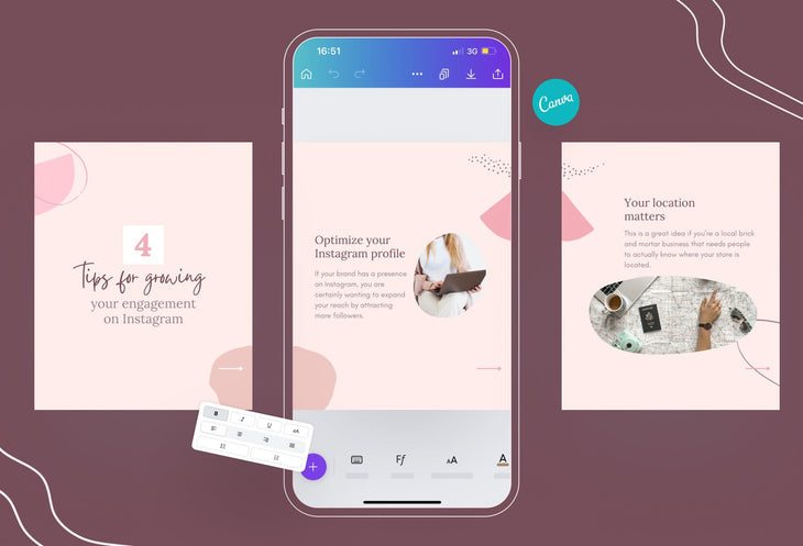 Ladystrategist Emma Coaching 6-Page Carousel Canva Template instagram canva templates social media templates etsy free canva templates