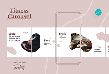 Ladystrategist Evelyn Fitness 6-Page Carousel Canva Template instagram canva templates social media templates etsy free canva templates