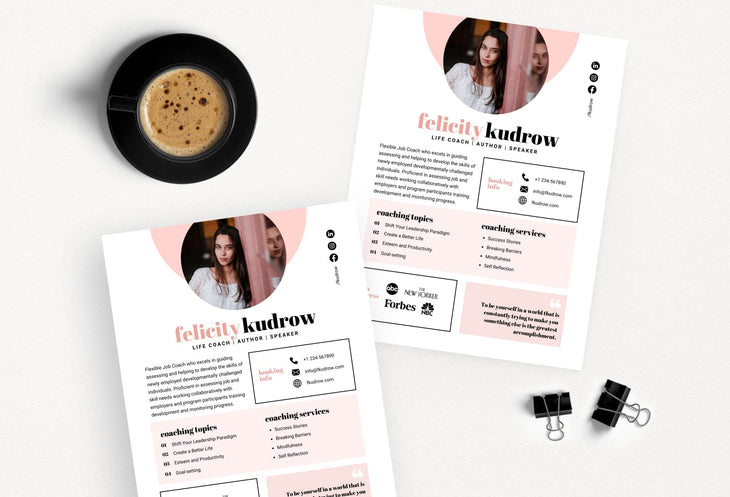 Ladystrategist Felicity Speaker One-Sheet Canva Template instagram canva templates social media templates etsy free canva templates