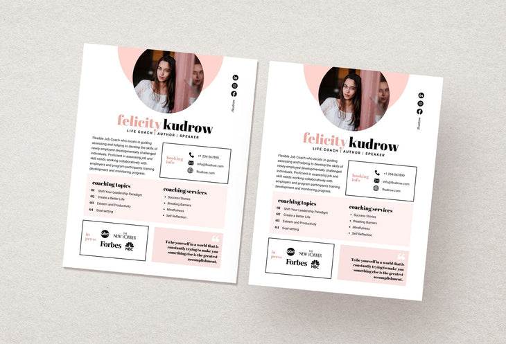 Ladystrategist Felicity Speaker One-Sheet Canva Template instagram canva templates social media templates etsy free canva templates