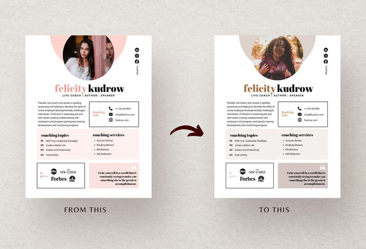Ladystrategist Felicity Speaker One-Sheet Canva Template instagram canva templates social media templates etsy free canva templates