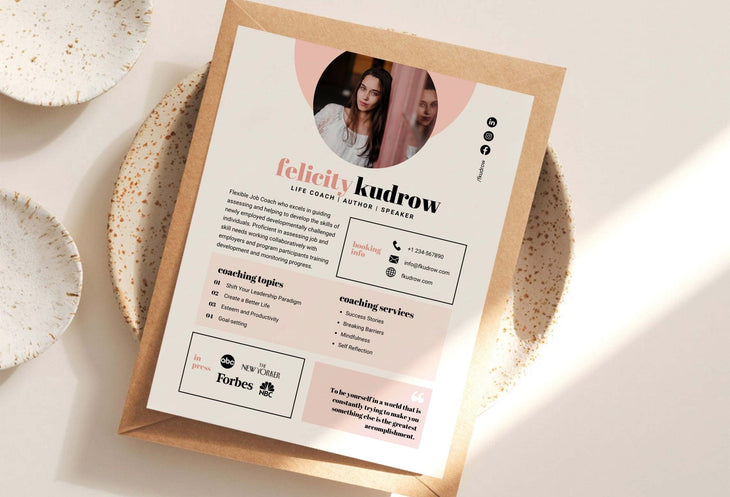 Ladystrategist Felicity Speaker One-Sheet Canva Template instagram canva templates social media templates etsy free canva templates