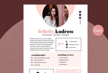 Ladystrategist Felicity Speaker One-Sheet Canva Template instagram canva templates social media templates etsy free canva templates