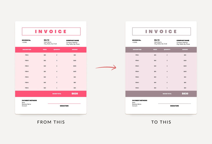 Ladystrategist Fiery Rose Invoice Canva Template Printable and Editable instagram canva templates social media templates etsy free canva templates