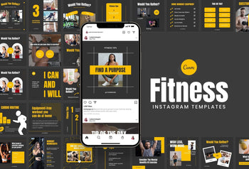 Ladystrategist FITNESS POWER - 97 Done-for-You Fitness Instagram Posts - Fully Editable Canva Templates instagram canva templates social media templates etsy free canva templates