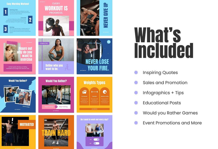 Ladystrategist FITNESS TREND - 97 Done-for-You Fitness Instagram Posts - Fully Editable Canva Templates instagram canva templates social media templates etsy free canva templates