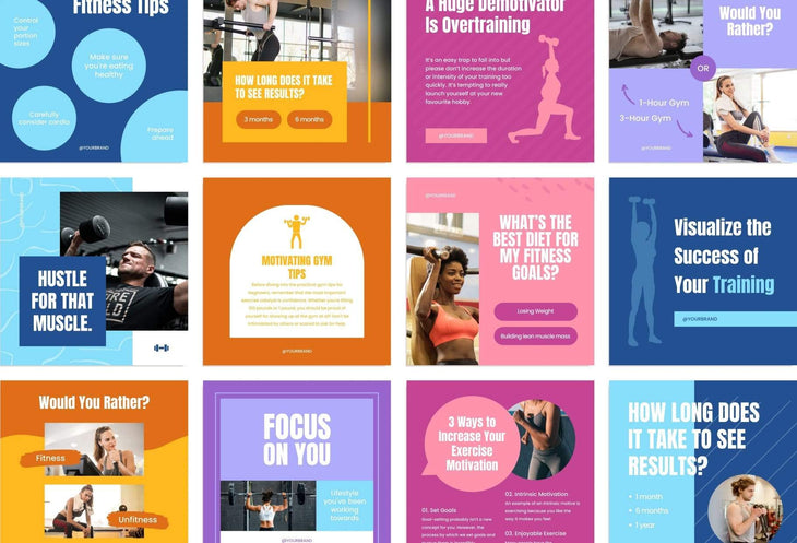 Ladystrategist FITNESS TREND - 97 Done-for-You Fitness Instagram Posts - Fully Editable Canva Templates instagram canva templates social media templates etsy free canva templates