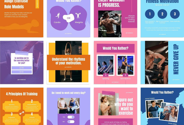 Ladystrategist FITNESS TREND - 97 Done-for-You Fitness Instagram Posts - Fully Editable Canva Templates instagram canva templates social media templates etsy free canva templates