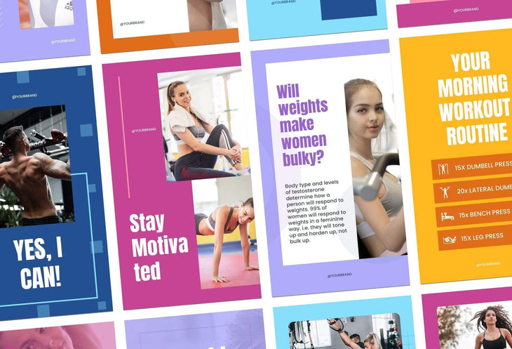 Ladystrategist FITNESS TREND Stories - 97 Done-for-You Fitness Instagram Templates - Fully Editable Canva Templates instagram canva templates social media templates etsy free canva templates