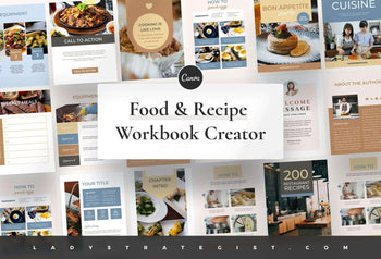 Ladystrategist Food & Recipe Workbook Creator instagram canva templates social media templates etsy free canva templates