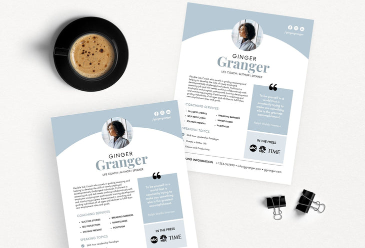 Ladystrategist Ginger Speaker One-Sheet Canva Template instagram canva templates social media templates etsy free canva templates