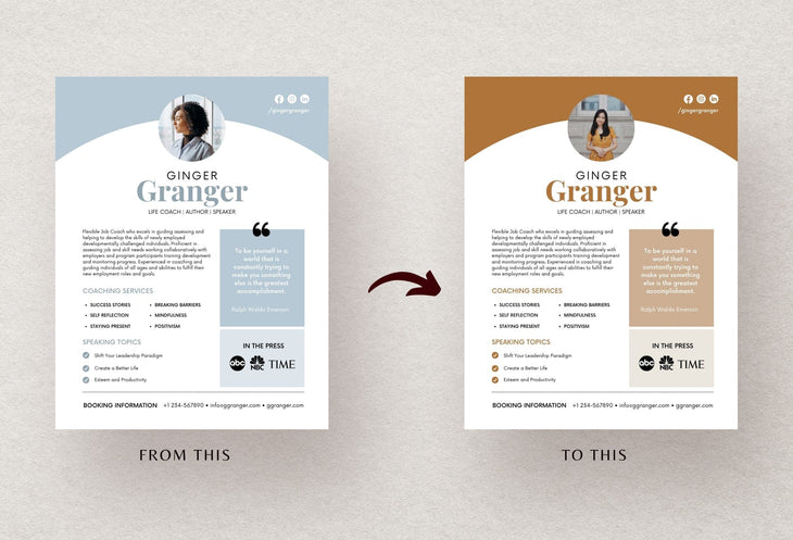 Ladystrategist Ginger Speaker One-Sheet Canva Template instagram canva templates social media templates etsy free canva templates