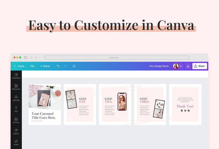 Ladystrategist Happy Carousel Instagram Engagement Booster Canva Template instagram canva templates social media templates etsy free canva templates