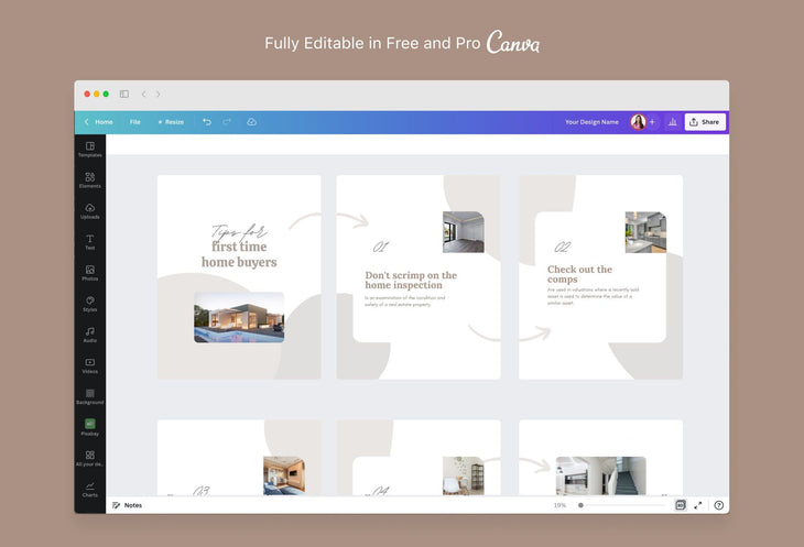 Ladystrategist Hazel Real Estate 6-Page Carousel Canva Template instagram canva templates social media templates etsy free canva templates