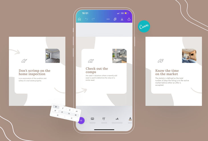 Ladystrategist Hazel Real Estate 6-Page Carousel Canva Template instagram canva templates social media templates etsy free canva templates