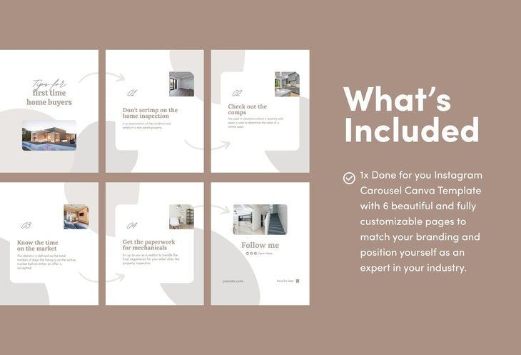 Ladystrategist Hazel Real Estate 6-Page Carousel Canva Template instagram canva templates social media templates etsy free canva templates