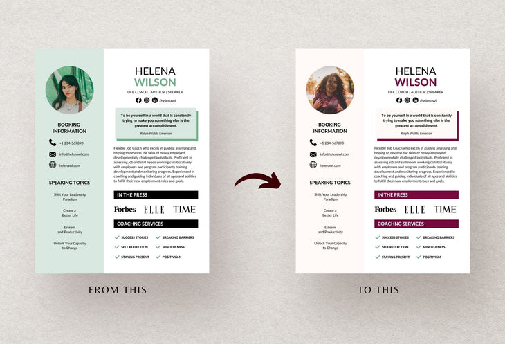 Ladystrategist Helena Speaker One-Sheet Canva Template instagram canva templates social media templates etsy free canva templates