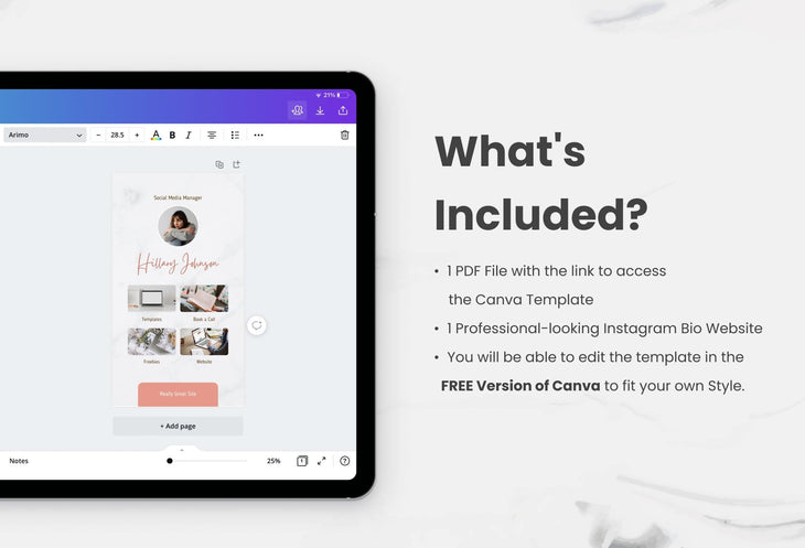 Ladystrategist Hillary Instagram Link in Bio Canva Landing Page Website instagram canva templates social media templates etsy free canva templates