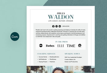 Ladystrategist Julia Speaker One-Sheet Canva Template instagram canva templates social media templates etsy free canva templates