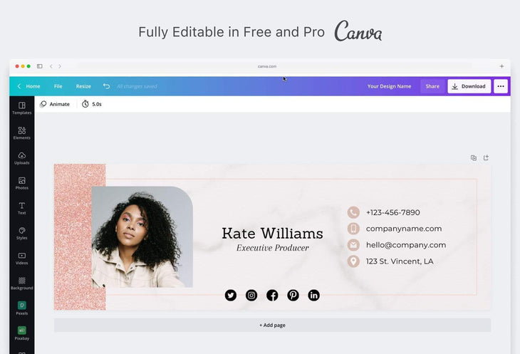 Ladystrategist Kate Email Signature Template Editable Canva Template Rose Gold instagram canva templates social media templates etsy free canva templates