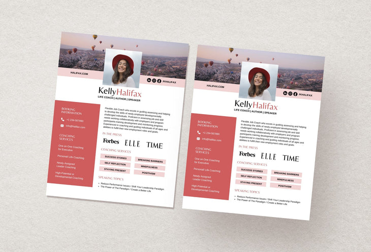 Ladystrategist Kelly Speaker One-Sheet Canva Template instagram canva templates social media templates etsy free canva templates