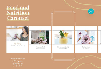 Ladystrategist Layla Food and Nutrition 6-Page Carousel Canva Template instagram canva templates social media templates etsy free canva templates