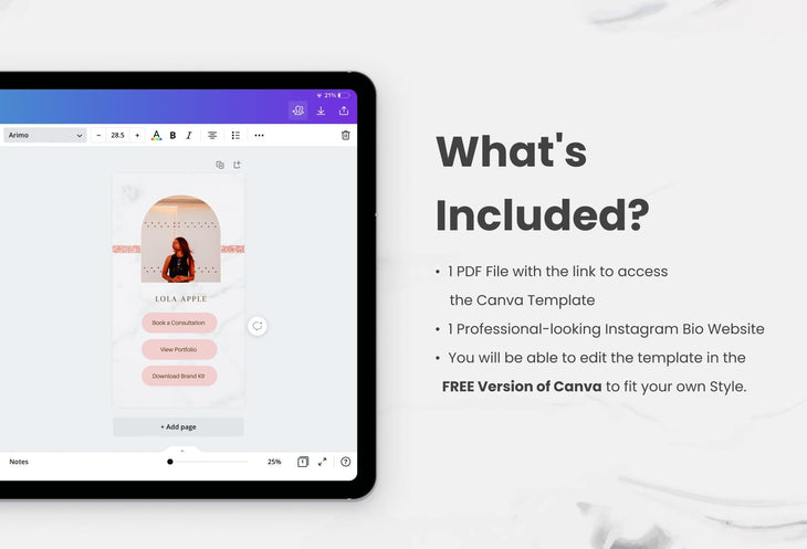 Ladystrategist Lola Instagram Link in Bio Canva Landing Page Website instagram canva templates social media templates etsy free canva templates