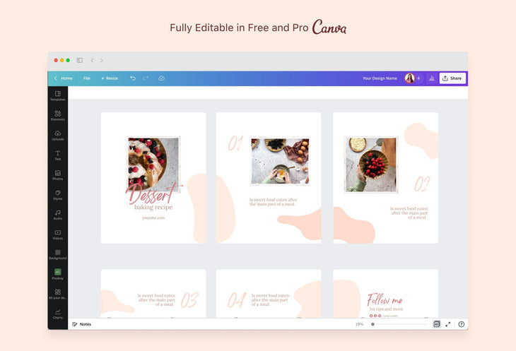 Ladystrategist Madison Food and Nutrition 6-Page Carousel Canva Template instagram canva templates social media templates etsy free canva templates