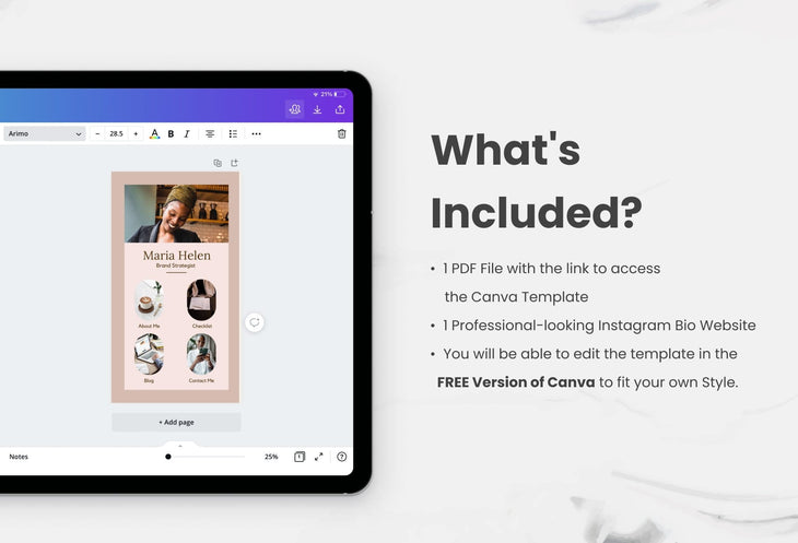 Ladystrategist Maria Instagram Link in Bio Canva Landing Page Website instagram canva templates social media templates etsy free canva templates