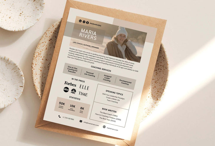 Ladystrategist Maria Speaker One-Sheet Canva Template instagram canva templates social media templates etsy free canva templates