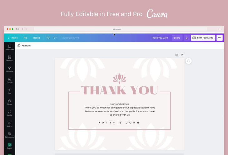 Ladystrategist Marie Printable Thank You Card Packaging Insert Note Canva Template instagram canva templates social media templates etsy free canva templates