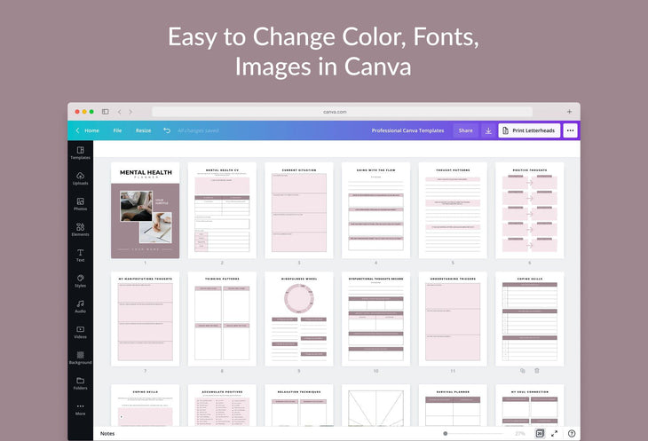 Ladystrategist Mental Health Planner Canva Template instagram canva templates social media templates etsy free canva templates