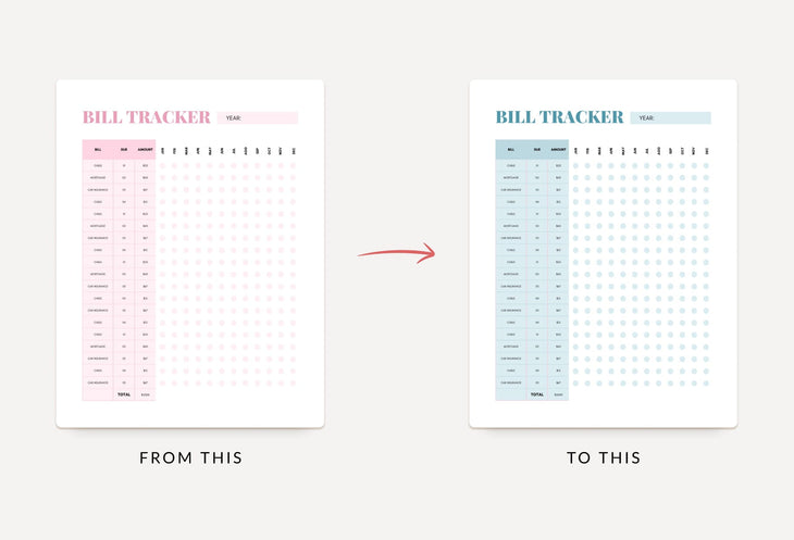 Ladystrategist Metallic Pink Annual Bill Tracker Printable and Editable Canva Template instagram canva templates social media templates etsy free canva templates