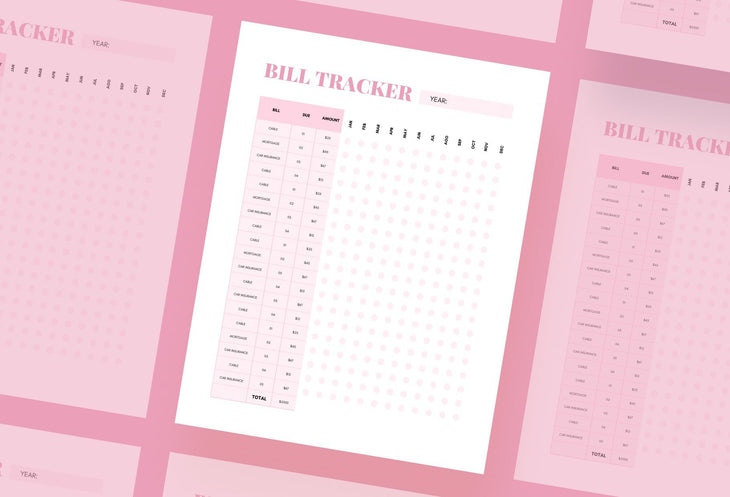 Ladystrategist Metallic Pink Annual Bill Tracker Printable and Editable Canva Template instagram canva templates social media templates etsy free canva templates