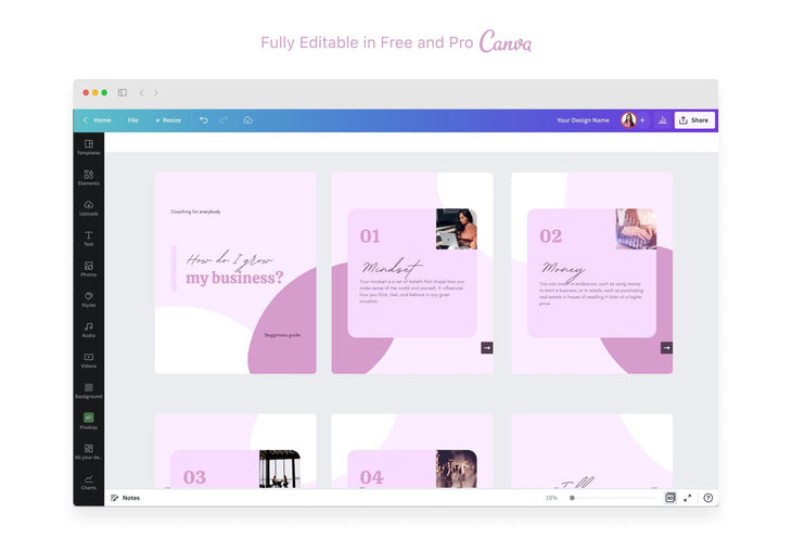 Ladystrategist Mia Coaching 6-Page Carousel Canva Template instagram canva templates social media templates etsy free canva templates