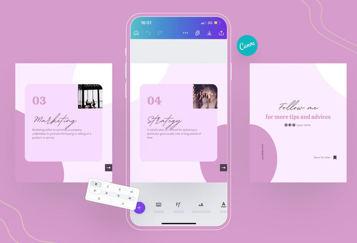 Ladystrategist Mia Coaching 6-Page Carousel Canva Template instagram canva templates social media templates etsy free canva templates