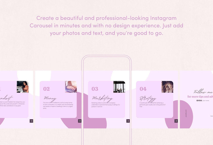 Ladystrategist Mia Coaching 6-Page Carousel Canva Template instagram canva templates social media templates etsy free canva templates