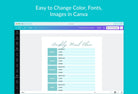 Ladystrategist Middle Blue Green Weekly Meal Planner Printable and Editable Canva Template instagram canva templates social media templates etsy free canva templates