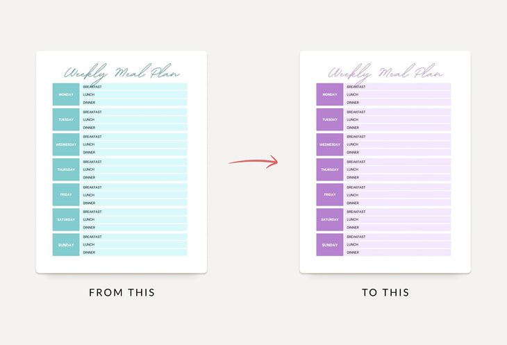 Ladystrategist Middle Blue Green Weekly Meal Planner Printable and Editable Canva Template instagram canva templates social media templates etsy free canva templates