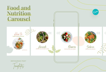 Ladystrategist Mila Food and Nutrition 6-Page Carousel Canva Template instagram canva templates social media templates etsy free canva templates